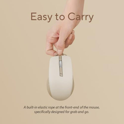 ASUS Wireless SmartO Mouse Silent Plus – Dual Mode (BT/2.4GHz), up to 3 Devices, Ergonomic, 4200 DPI, AA Battery Lasts up to 1 Year, Quiet Switches, Portable, for Productivity/Gaming - Oat Milk - color: Oat Milk