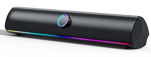 Computer Speakers for Desktop PC, Bluetooth Computer Sound Bar, Wireless PC Soundbar, Bass Boost, Hi-Fi Stereo Desktop Speakers with Touch Buttons for Laptops, Phone, Gamer, Families - color: Rechargeable