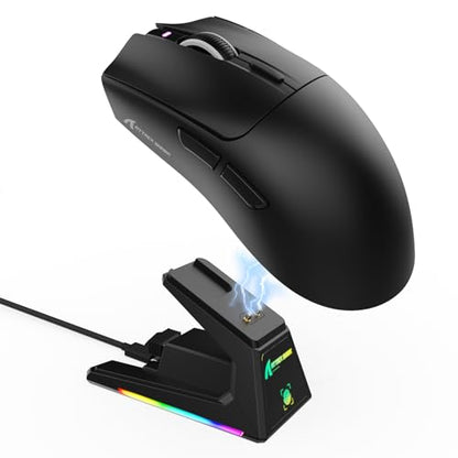 ATTACK SHARK X1 Ultralight Tri Mode Wireless 40000 DPI Gaming Mouse-Black | Magnetic RGB Charging Dock,PixArt PAW3395 Pro Sensor,BT/2.4Ghz/Wired,1K Polling,Optical Micro Switch,Driver for PC Mac Gamer - color: Black