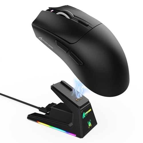 ATTACK SHARK X1 Ultralight Tri Mode Wireless 40000 DPI Gaming Mouse-Black | Magnetic RGB Charging Dock,PixArt PAW3395 Pro Sensor,BT/2.4Ghz/Wired,1K Polling,Optical Micro Switch,Driver for PC Mac Gamer - color: Black
