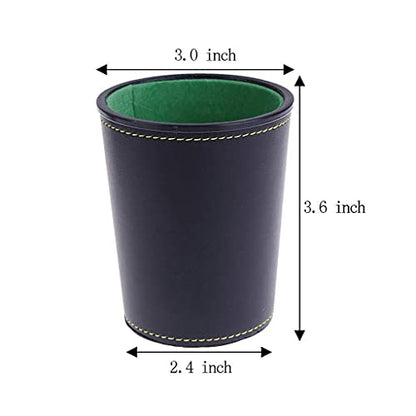1 PU Leather Dice Cup, Green Flannel Interior Quiet Dice Shaker Cup for Liars/Farkle/Yaht-zee Games, 1 Pcs Set Leather