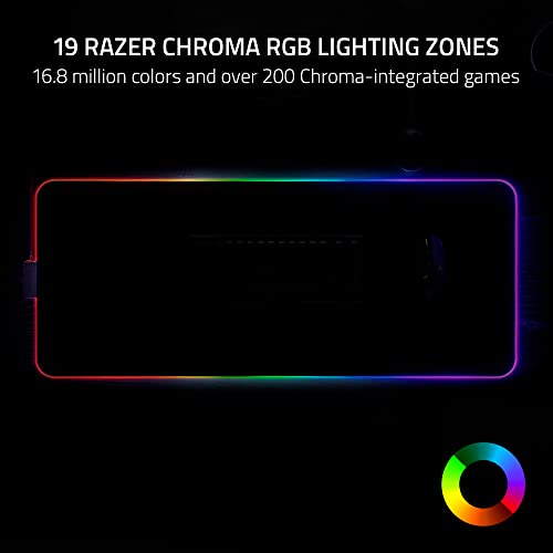 Razer Strider Chroma Hybrid Gaming Mouse Mat with Chroma RGB | Hybrid Soft/Hard Mat, 19 Razer Chroma RGB Lighting Zones, Warp and Water-Resistant, Anti-Slip Base, Seamless Edges - color: Chroma, size: 16.1L x 37W inches