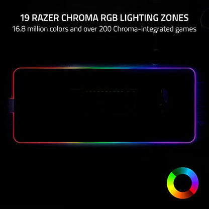 Razer Strider Chroma Hybrid Gaming Mouse Mat with Chroma RGB | Hybrid Soft/Hard Mat, 19 Razer Chroma RGB Lighting Zones, Warp and Water-Resistant, Anti-Slip Base, Seamless Edges - color: Chroma, size: 16.1L x 37W inches