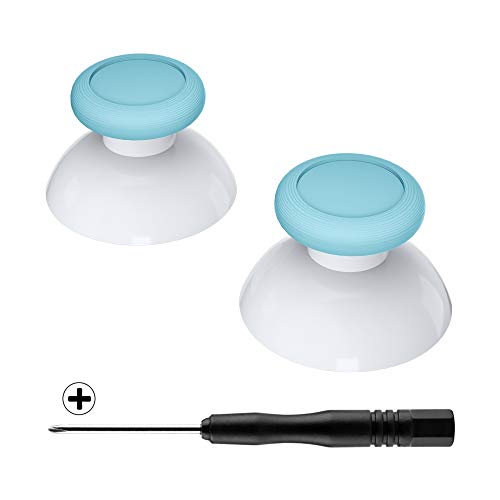 eXtremeRate Heaven Blue & White Dual-color Replacement 3D Joystick Thumbsticks, Analog Thumb Sticks with Cross Screwdriver for Nintendo Switch Pro Controller - color: White & Heaven Blue