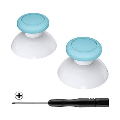 eXtremeRate Heaven Blue & White Dual-color Replacement 3D Joystick Thumbsticks, Analog Thumb Sticks with Cross Screwdriver for Nintendo Switch Pro Controller - color: White & Heaven Blue