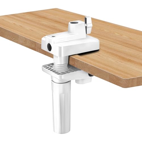 Desk Clamp Mount For Microphone Suspension Boom Scissor Arm Stand Holder, 5 Ways Boom Arm Insert Holes(12mm), Stable Installation on Tables/Beds up to 3.2 inches Thickness (White) - color: White