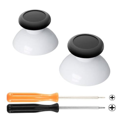eXtremeRate Robot White & Black Replacement 3D Joystick Thumbsticks, Analog Thumb Sticks with Cross Screwdriver for Nintendo Switch Pro Controller - color: Black & Robot White