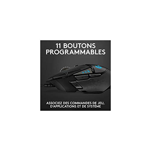 Logitech G502 Hero High Performance Wired Gaming Mouse, 25K Sensor, 25,600 DPI, RGB, Adjustable Weights, 11 Programmable Buttons, On-Board Memory, PC/Mac - Black