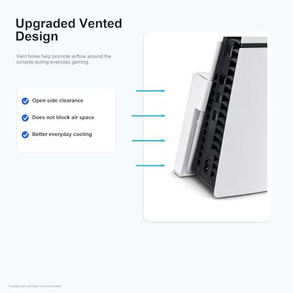 PS5 Wall Mount, White Heavy Duty 2.5mm Steel Console Bracket Compatible with PS5, Space-Saving Holder with 2 Controller Mounts