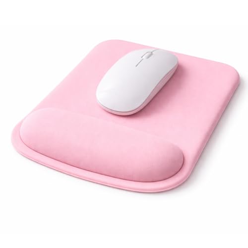 Ergonomic Memory Foam Mouse Pad with Wrist Support, Orange, Ultra-Smooth Surface, Anti-Slip Base (Pink, Medium) - color: Pink
