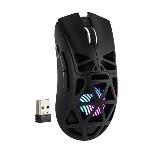 MechLands Aula SC620 Gaming Mouse, 2.4G/USB-C/BT Wireless Mouse with 400mAh Battery, Adjustable 12,000 DPI & 1000 Polling Rate, PAW3311 Sensor, RGB Lighting, Programmable Buttons, for Win/Mac (Black) - color: Black