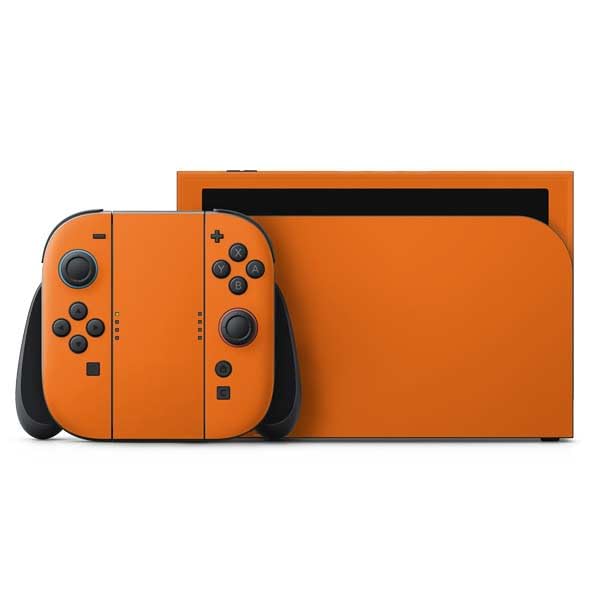 Skinit Decal Gaming Skin Compatible with Nintendo Switch 2 (2025) with Joy-Con - Orange Design - color: Orange - SOLIDX18