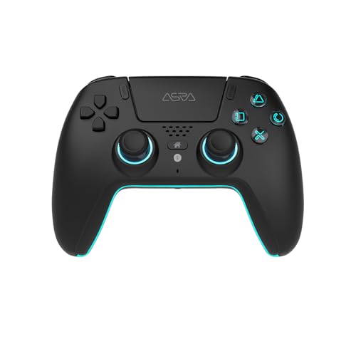 ASRVA Black Wireless Pro Controller for PS5, Hall Effect Joystick No Drift, 2 Back Paddles, Macro, Gyro, 1000mAh, RGB, Compatible with PS5/Pro/Slim/PC/iOS/Android - color: Black