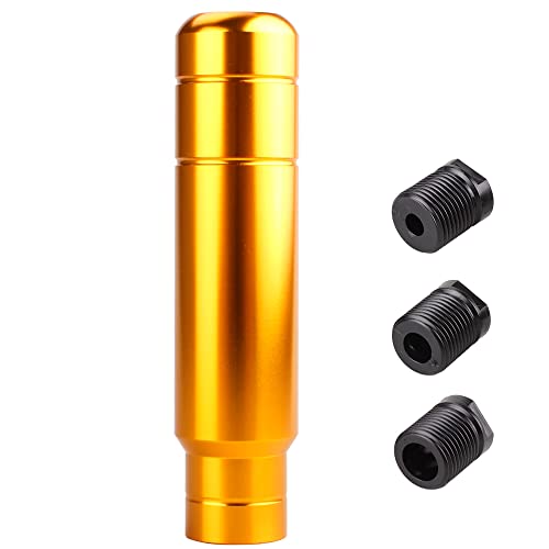 BARTOO Aluminum Weighted Manual Shift knobs, Long Stick Shift Knob Gear Shifter Knobs, Car Accessories Lever Cover Head Universal Shifter Knobs with 3 Threaded Adapters (Gold) - color: Gold
