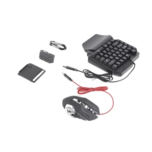 GOWENIC Mini Gaming Keypad Mouse, 35 Keys USB RGB Wrist Rest Half Hand Keypad, Portable Gaming Keyboard Mouse Converter with Adapter for iOS