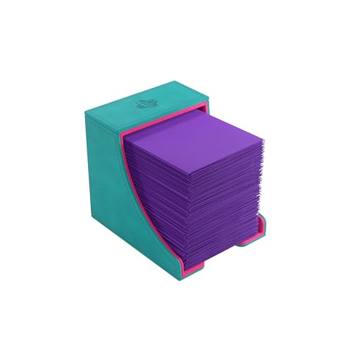 Gamegenic Watchtower 100+ XL Convertible Deck Box - Teal/Pink Color | Double-Sleeved Card Storage, Card Game Protector, Nexofyber Surface, Holds Up To 100 Cards, Teal/Pink Color