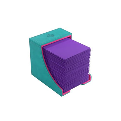 Gamegenic Watchtower 100+ XL Convertible Deck Box - Teal/Pink Color | Double-Sleeved Card Storage, Card Game Protector, Nexofyber Surface, Holds Up To 100 Cards, Teal/Pink Color