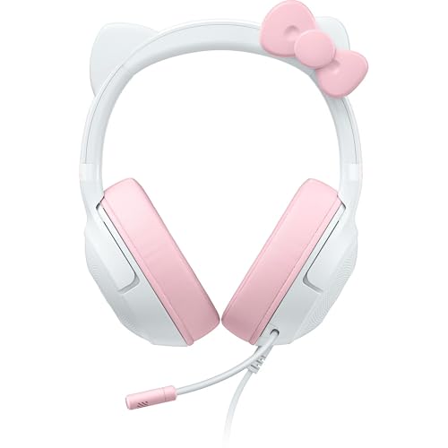 Razer Kraken Kitty V2 USB Wired Headset w/Kitty Ears, Hello Kitty Edition | Chroma RGB Stream Reactive Lighting, HyperClear Cardioid Mic, 7.1 Surround Sound, TriForce 40mm Drivers
