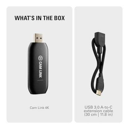 Elgato Cam Link 4K Capture Card for DSLR, Camcorder, Action Cam | HDMI to USB 3.0, Stream in 1080p60 or 4K30/60, Ultra-low latency, Works with OBS, Zoom, Discord, PC/Mac/iPad compatible