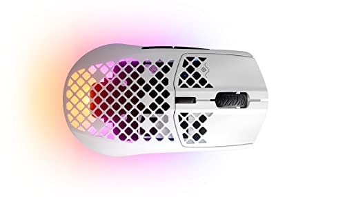 SteelSeries Aerox 3 Wireless - Holey RGB Gaming Mouse - Ultra-lightweight Water Resistant Design - 18K DPI TrueMove Air Optical Sensor -Snow - color: Snow, style: Gen 1