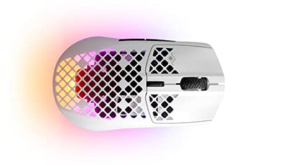 SteelSeries Aerox 3 Wireless - Holey RGB Gaming Mouse - Ultra-lightweight Water Resistant Design - 18K DPI TrueMove Air Optical Sensor -Snow - color: Snow, style: Gen 1