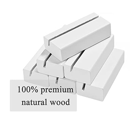 WILLOWDALE 12Pcs 2.17 Inch Wedding Place Card Holder, Photo & Picture Stand | White Card Holder Wooden Stands for Display, Party Poster Paper Stand Wedding Table Number Holders for Home and Office Decor - size: 12pcs 2.17" White