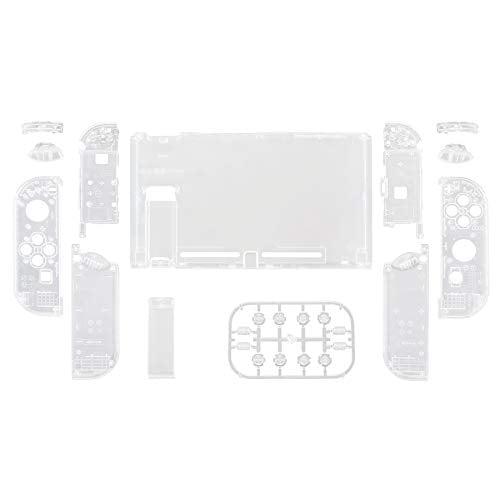 eXtremeRate DIY Replacement Shell Buttons for Nintendo Switch, Back Plate for Switch Console, Housing with Full Set Buttons for Joycon Handheld Controller - Transparent Clear [No Electronics Parts] - color: Clear