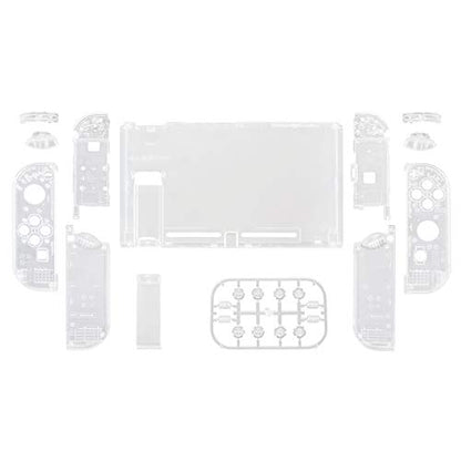 eXtremeRate DIY Replacement Shell Buttons for Nintendo Switch, Back Plate for Switch Console, Housing with Full Set Buttons for Joycon Handheld Controller - Transparent Clear [No Electronics Parts] - color: Clear