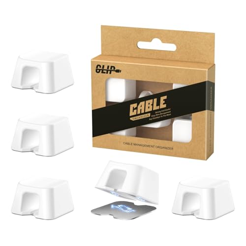 Maveek Magnetic Cable Clips, 5 Pack Square Cord Organizer with Magnets and Metal Plates, Silicone Cable Holders for USB C, HDMI, Ethernet, Charging Cords – Desk, Wall, Office & Car Use (White) - color: White, size: L(φ0.31'')