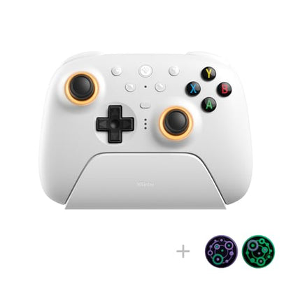 8Bitdo Ultimate 2 Wireless Gaming Controller with Charging Dock - White | TMR Joysticks, Switchable Hall Effect/Tactile Triggers, 8Speed Wireless Tech, RGB Fire Ring, for PC & Android - color: White, size: Ultimate 2 Wireless