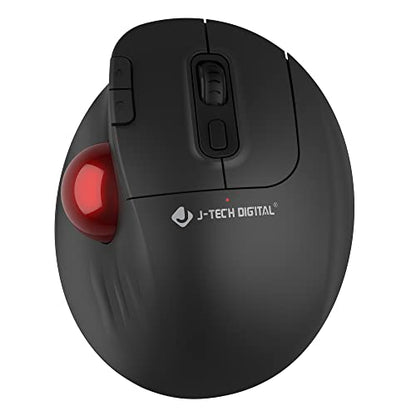 J-Tech Digital Wireless Trackball Ergonomic Mouse w/Free & Easy Thumb Control | DPI Adjustment, Precision Tracking, Multi-System Compatibility with PC, Laptop, Windows, Mac [V728] - size: Wireless Trackball Ergonomic Mouse