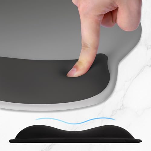 ITNRSIIET Ergonomic Mouse Pad with Wider Memory Foam Wrist Rest +17% - Curved Cushion Reduces Pressure 20%, Pain Relief, Non-Slip, Smooth, Cute Colors, 9.85 x 9 in, Gray Gradient - color: Gray Gradient
