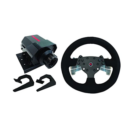 GTR Simulator GTA Model Silver Frame with Adjustable Leatherette Racing Seat Gaming Simulator Cockpit Chair | RS30 Wheel | V3 Pedal Setup (GTA with RS30 Wheel & V3 2-Pedal Setup) - size: GTA with RS30 Wheel & V3 2-Pedal Setup