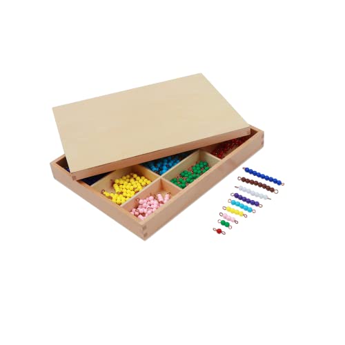 Adena Montessori Counting Beads Checker Board Beads Math Games & Teaching Numbers Counting Toys | Safe acrylic + beechwood box. 180 color-coded beads bars 1-9. Hands-on addition, subtraction & multiplication. Classroom
