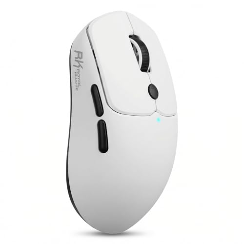RK ROYAL KLUDGE MO1 Wireless Mouse, 55g Ultra-Lightweight Computer Mice, 6 Programmable Buttons, 2.4GHz/Bluetooth/Wired, 6000 DPI Optical Sensor, White - color: White
