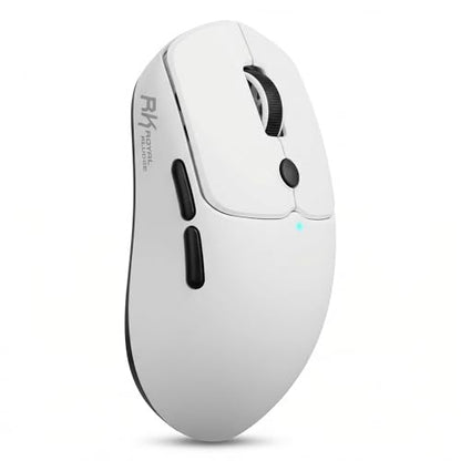 RK ROYAL KLUDGE MO1 Wireless Mouse, 55g Ultra-Lightweight Computer Mice, 6 Programmable Buttons, 2.4GHz/Bluetooth/Wired, 6000 DPI Optical Sensor, White - color: White