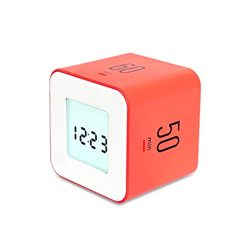 mooas Multi Clock Time Cube Timer (Coral), Alarm & Backlight Desk Productivity for ADHD Kids Classroom Study, Kitchen, Cooking, Desk, Office, Time Management 10,30,50,60 min Timer Various Setting - color: Neon Coral