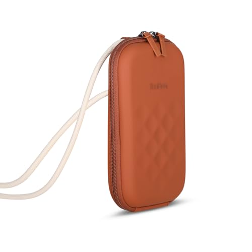 Rollink Nano EVA Hard-Shell Phone Case Crossbody Bag – Compact Travel Organizer, Water-Resistant, Adjustable Strap | Quick-access layout - color: Cinnamon