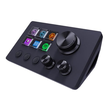 ActionRing Stream Controller Deck,Macro Keypad,Gaming Shortcut Keyboard | 6 Customizable Keys and 3 Dials,Trigger Actions for OBS/Twitch/YouTube,Workflow Controller,Compatible with Win/Mac(N3 Black) - color: Black