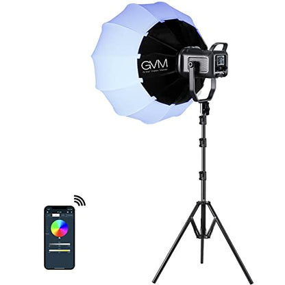 GVM 150W RGB Video Light Kit, 2700K~7500K Bi-Color LED Video Light Photography Studio Lighting Kit with Lantern Softbox & Stand, Continuous Output Lighting Kit with 8 Lighting Effects, CRI 97+ - size: 150W