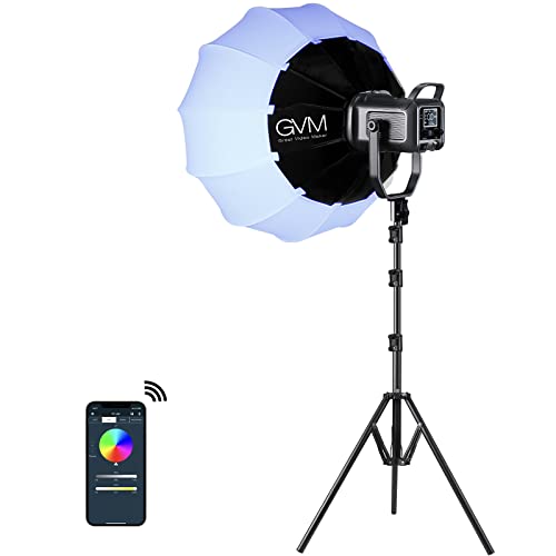 GVM 150W RGB Video Light Kit, 2700K~7500K Bi-Color LED Video Light Photography Studio Lighting Kit with Lantern Softbox & Stand, Continuous Output Lighting Kit with 8 Lighting Effects, CRI 97+ - size: 150W