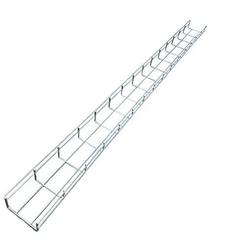 Kable Kontrol Cable Tray- 5 Feet Long - 4" Width, 2” Depth – Wire Mesh Tray Cable Management Rack Cords Organizer Cable Basket, Zinc Plated Steel NEC Approved for Network, Fiber Optic, Cabling - size: Cable Tray 4" W x 2" H x 5 Ft L