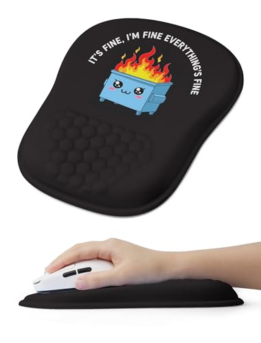 Funny Dumpster on Fire Ergonomic Mouse Pad for Carpal Tunnel Pain Relief, 65% Usable Mouse Area, Memory Foam Concave Wrist Rest for for Office, PC, Gaming - color: 03 Dumpster on Fire