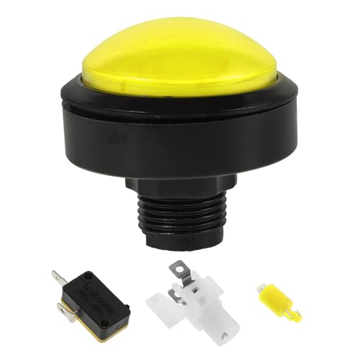 Luxshiny Game Machine Button Replacement with LED Light Yellow Convex Pushbutton Switch for Arcade and Vending Machines Compatible Game Button Prop
