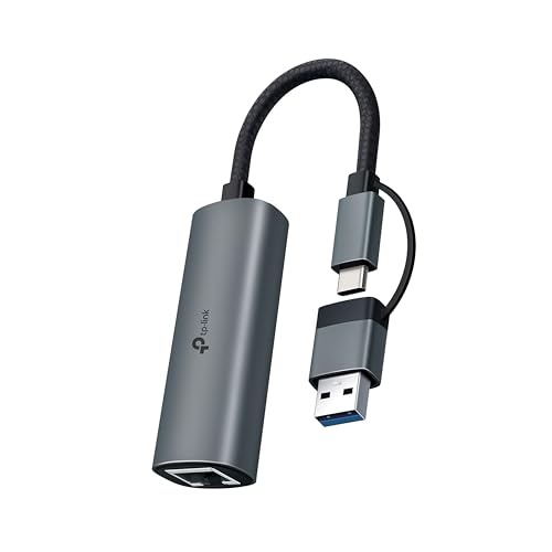 TP-Link 2-in-1 USB 3.0 & USB C to Ethernet Adapter, RJ45 Gigabit LAN, Plug & Play, Aluminum Case, Ethernet Adapter for Laptop, Thunderbolt 4/3 Compatible with Windows, Mac/iPad OS & More (UE310C) - style: USB C&A 2in 1
