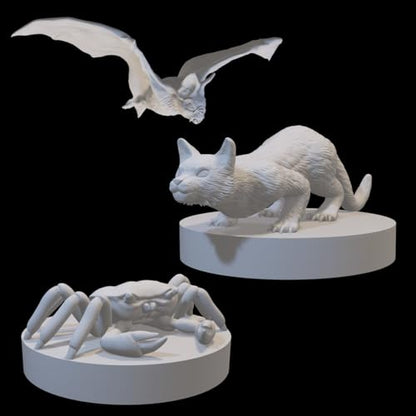 Wizard Familiar Miniatures Set for DnD, D&D, Pathfinder, Table Top RPG, and more - 15-piece set