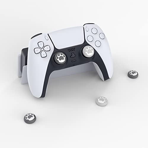 PlayVital Cat Paw Cute Thumb Grip Caps for ps5/4 Controller, Silicone Analog Stick Caps Cover for Xbox Series X/S, Thumbstick Caps for Switch Pro Controller - Gray & Light Gray - color: Cat Paw Gray & Light Gray