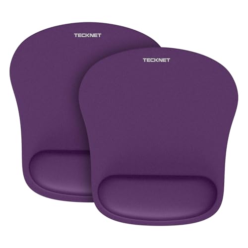 TECKNET 2 Pack Gaming Ergonomic Mouse Pad with Wrist Support Purple | Soft Memory Foam, Fast Rebound, Pain Relief，Waterproof Surface, Non-slip Base - color: PURPLE