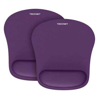 TECKNET 2 Pack Gaming Ergonomic Mouse Pad with Wrist Support Purple | Soft Memory Foam, Fast Rebound, Pain Relief，Waterproof Surface, Non-slip Base - color: PURPLE