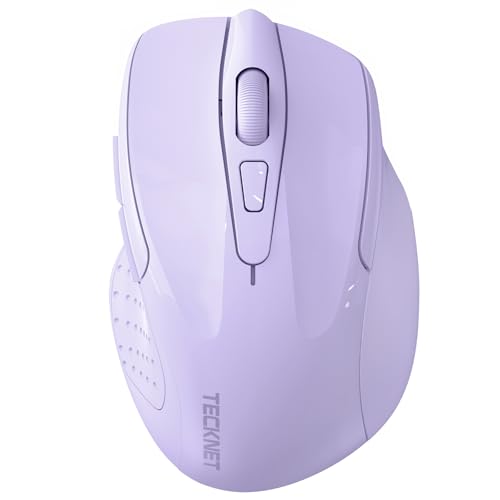 TECKNET Wireless Mouse, BT 5.0/2.4G, Silent 4800 DPI 6 Buttons, Lavender | Bluetooth 5.0/3.0 & USB A, 2-Device Easy Switch, Wide OS Compatible, 6-DPI, Ergonomic for S/M Hands, Extended Battery - color: Lavender